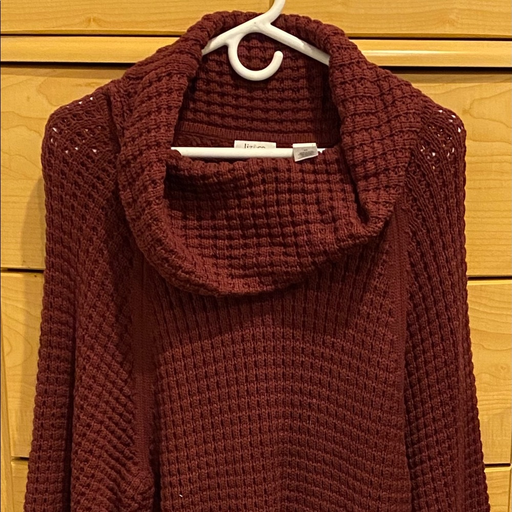 Burgandy Cowl neck Sweater Dress by Liz & Co.